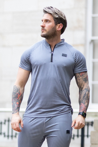 Broncoo Grey Stripe Polo