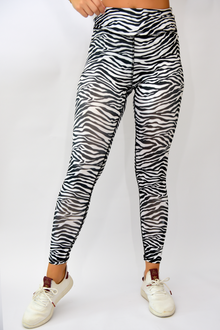  White Black Zebra Tights - Women