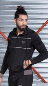 Black Ribbed Hoodie Zipper
