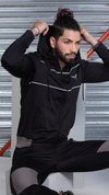 Black Ribbed Hoodie Zipper