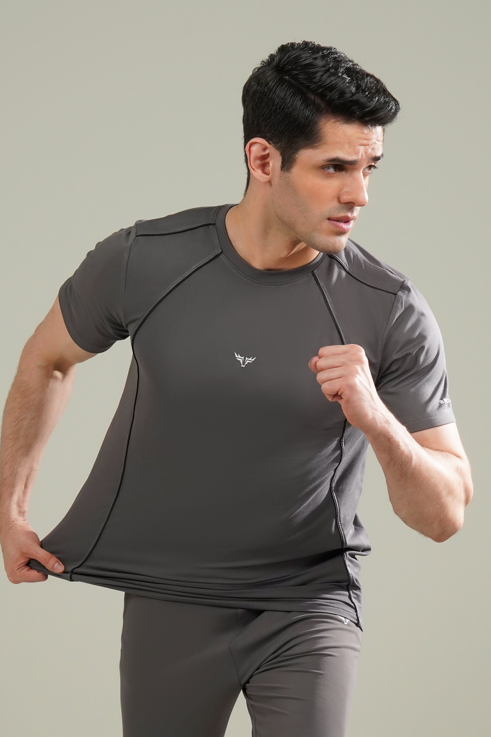 Broncoo Charcoal Piped T-Shirt