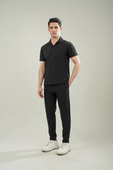 FlexFit Short-Sleeve Button-Up Shirt - Black