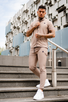  Beige Button Up Tracksuit