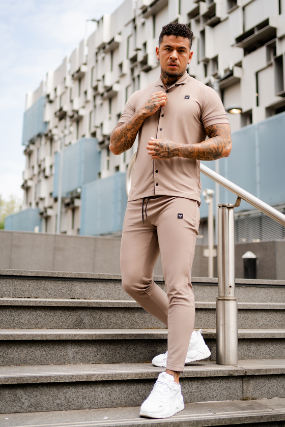 Beige Button Up Tracksuit