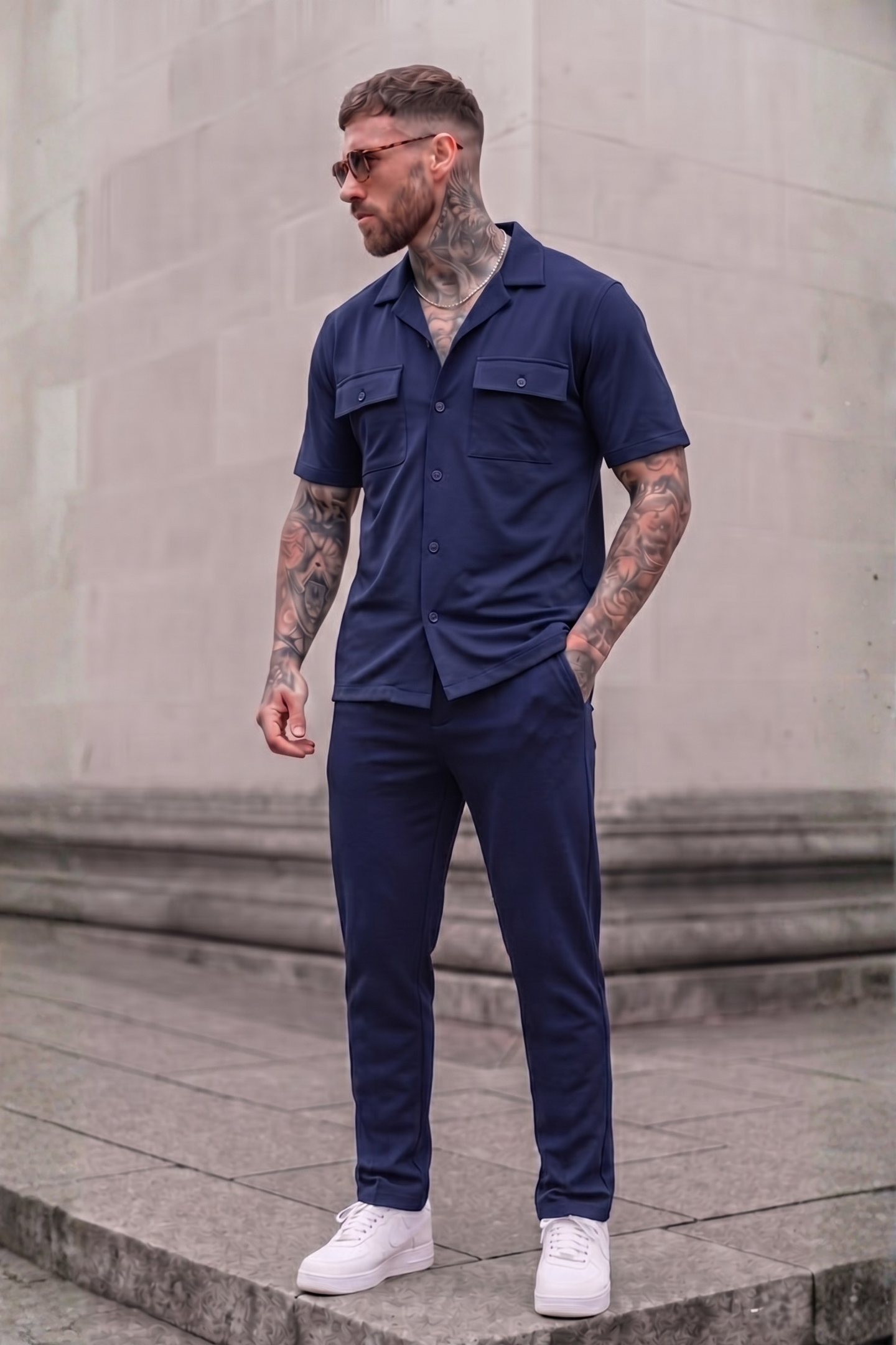 Broncoo Navy Button Up Set