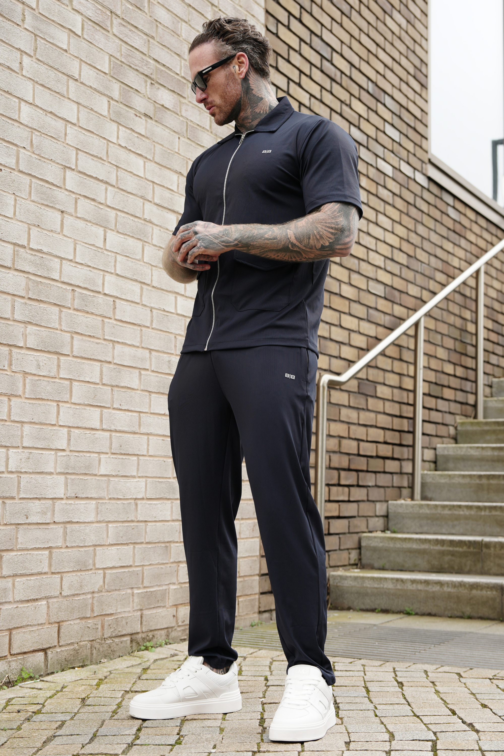 Broncoo Navy Zip Button Up Set