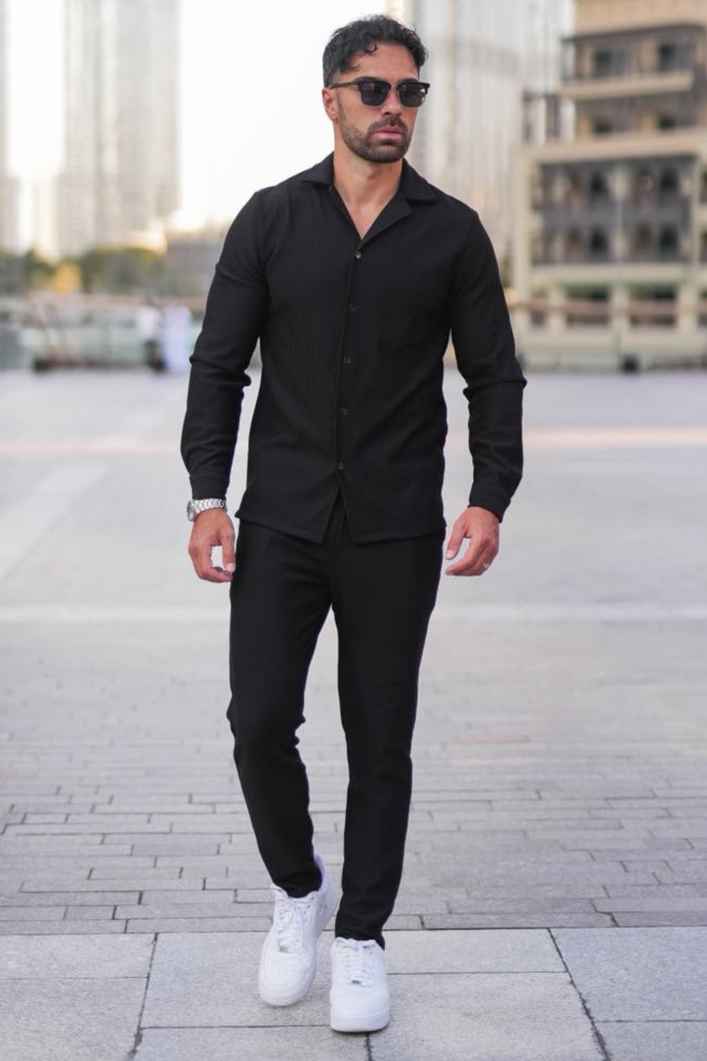 Broncoo Black Essential Button Up Set