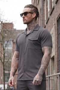 Charcoal Essential Button Up Set Shirt