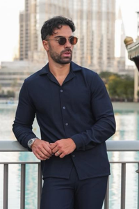 Broncoo Navy Essential Button Up Set Shirt