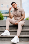 Beige Button Up Tracksuit