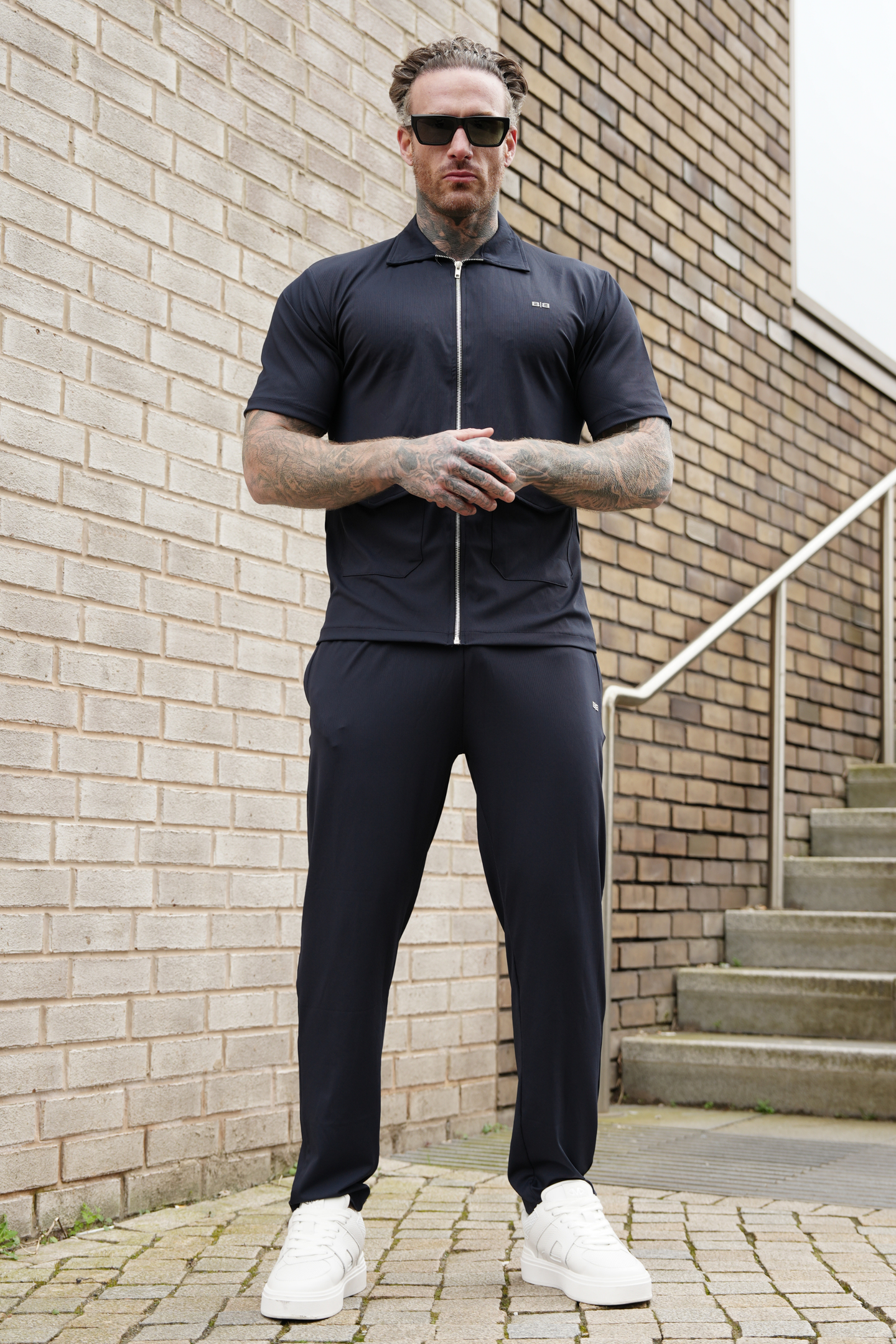 Broncoo Navy Zip Button Up Set