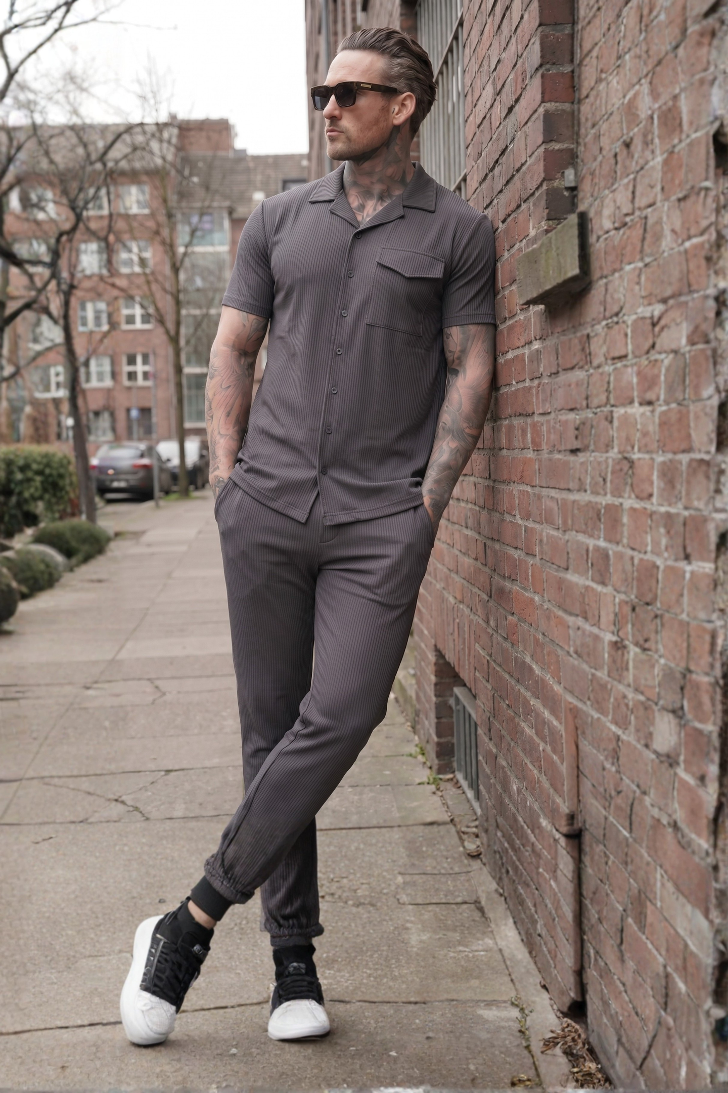 Charcoal Essential Button Up Set