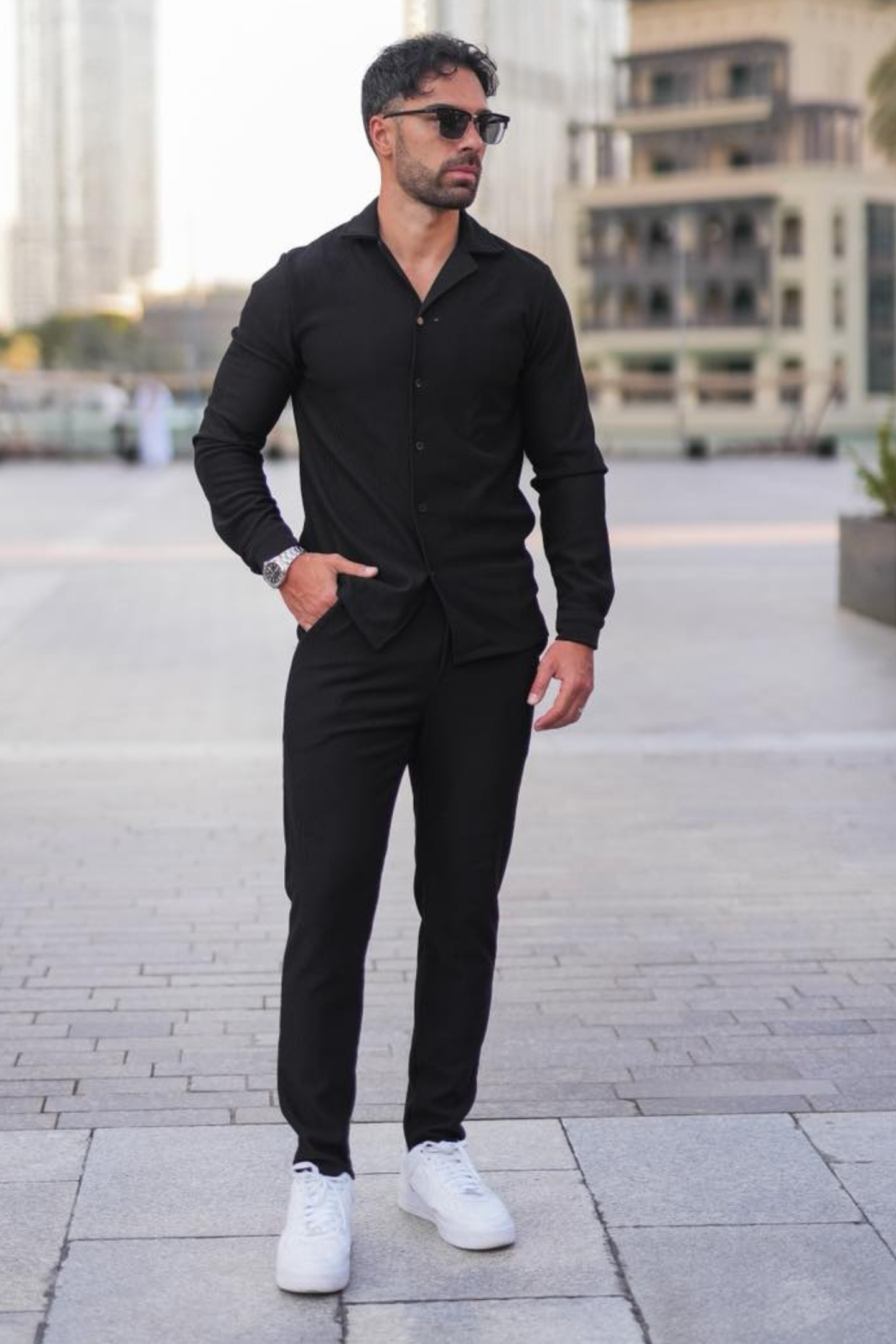 Broncoo Black Essential Button Up Set