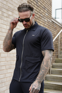 Broncoo Navy Zip Button Up Set