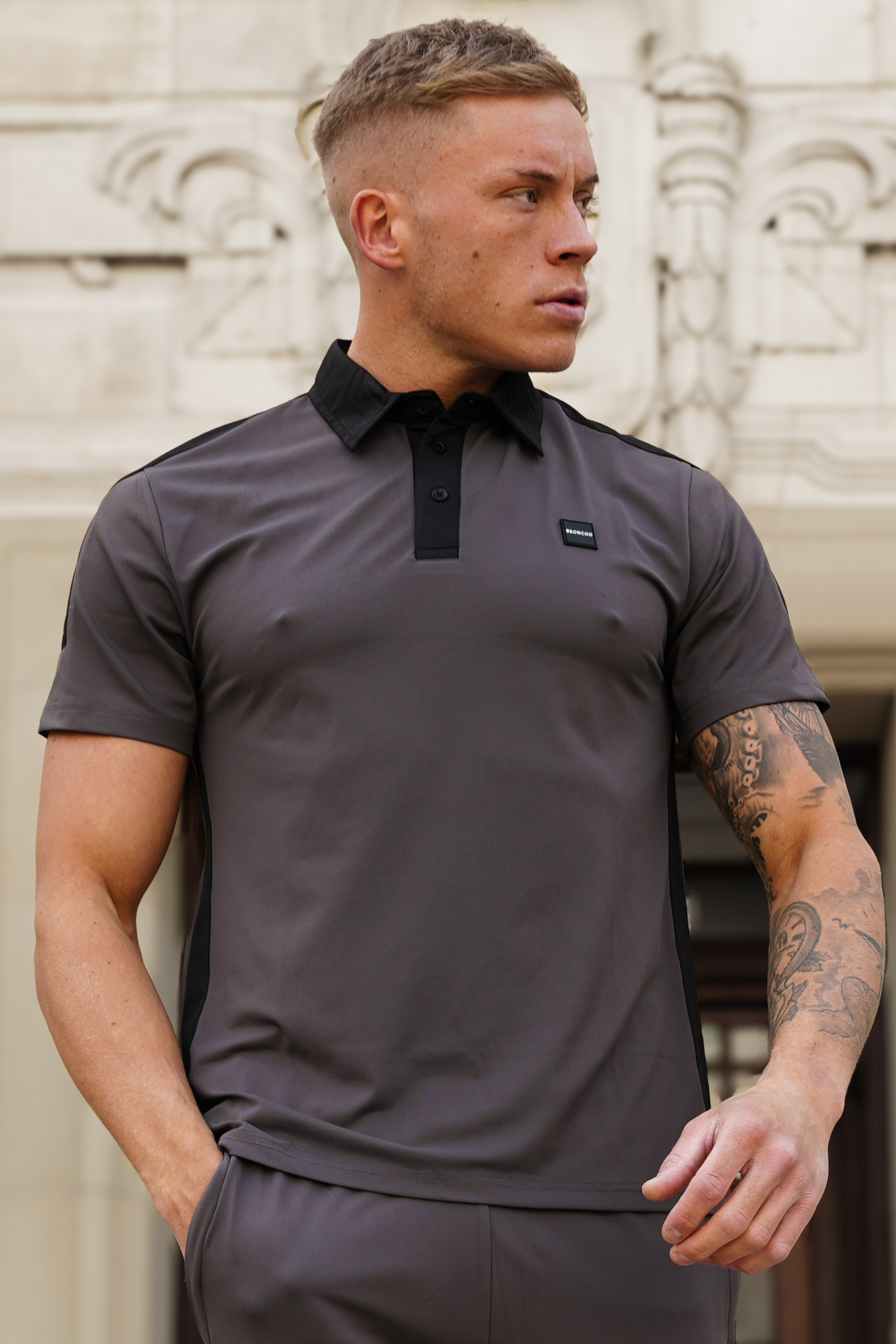 Broncoo Grey Aesthetic Polo