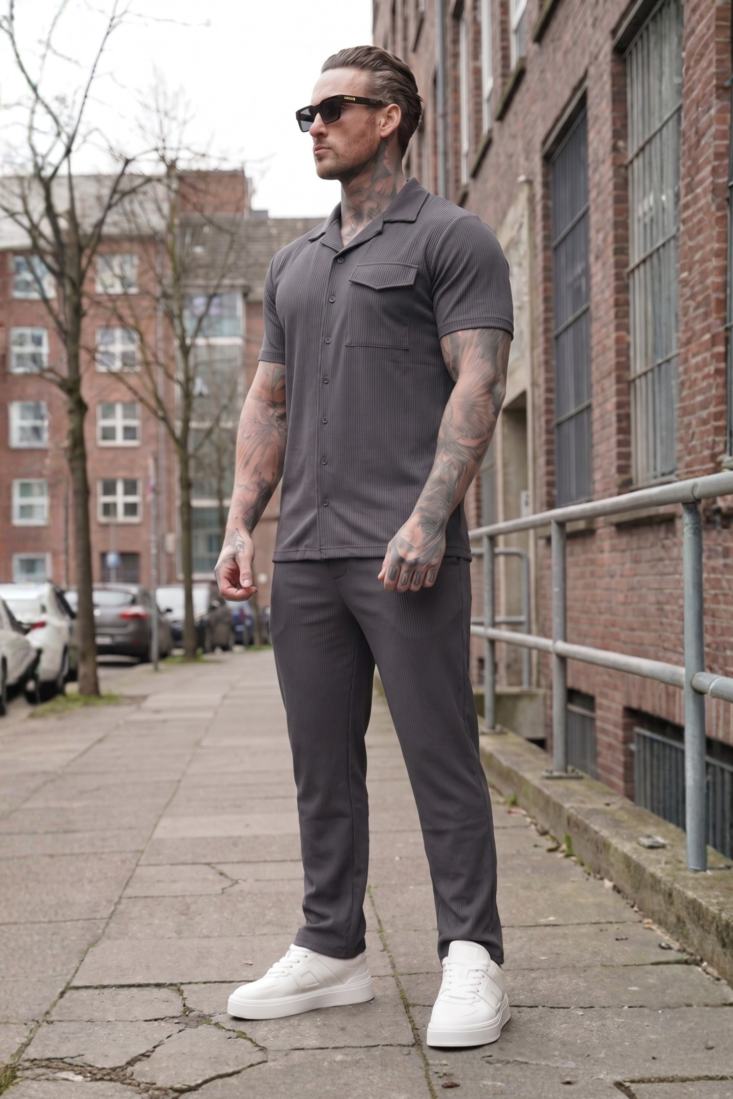 Charcoal Essential Button Up Set