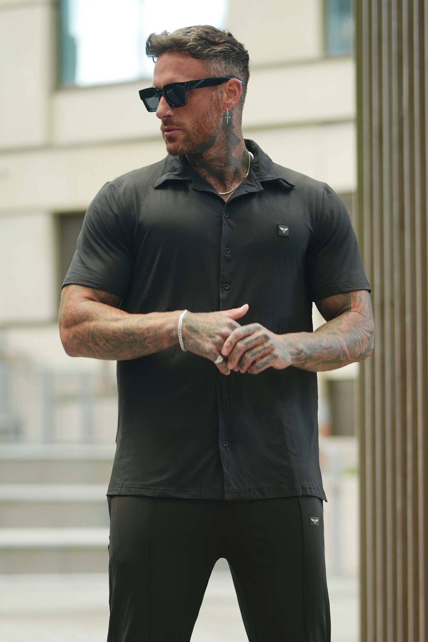Broncoo Black Button Up Polo