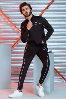  Black Piped Tracksuit