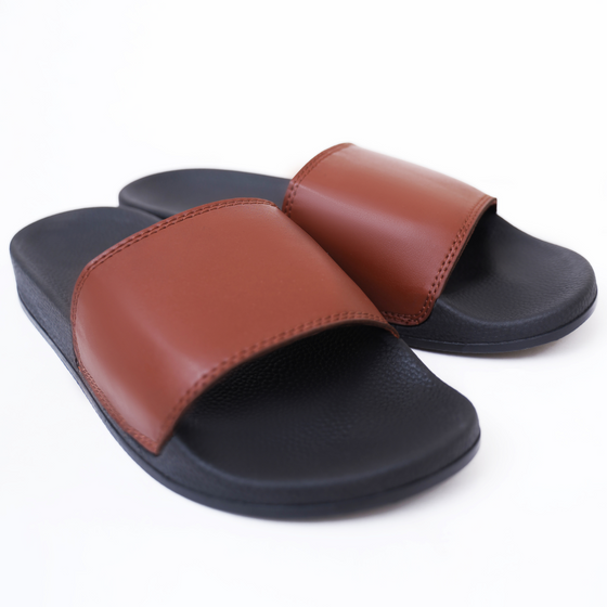 Broncoo Unisex Brown Leather Slides