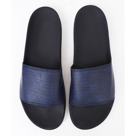 Broncoo Unisex Navy Leather Slides