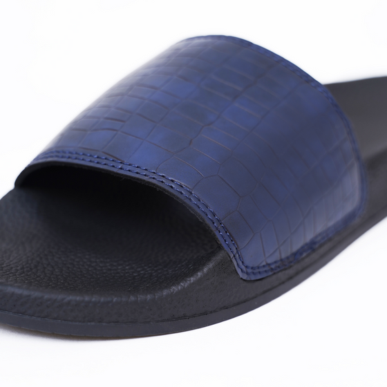 Broncoo Unisex Navy Leather Slides